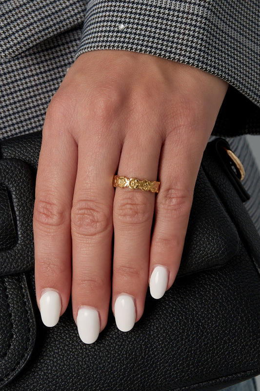 Shimmer Fleur RVS Ring Goud & Zilver Goud — RVS Waterproof Nikkelvrij | Tudor Gems