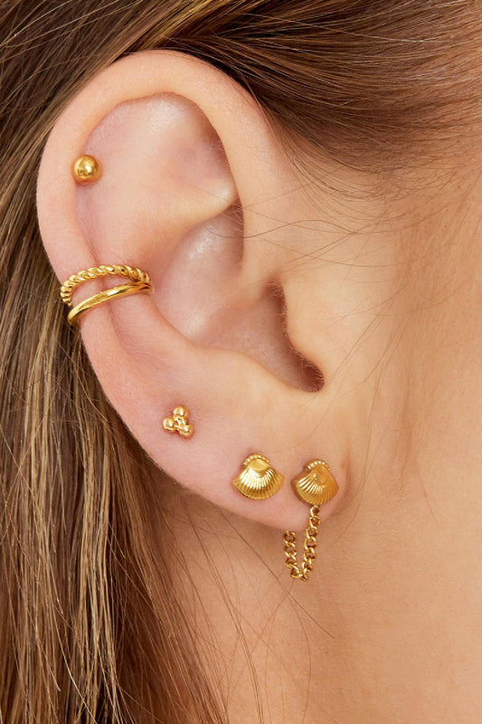 Goud & Zilver Twist Duo Ear Cuff RVS Goud & Zilver – detail close-up | Tudor Gems
