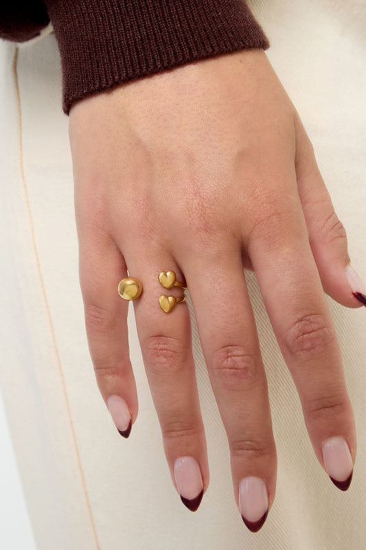 Goud & Zilver Luna Heart Open Ring RVS – Goud & Zilver – detail close-up | Tudor Gems
