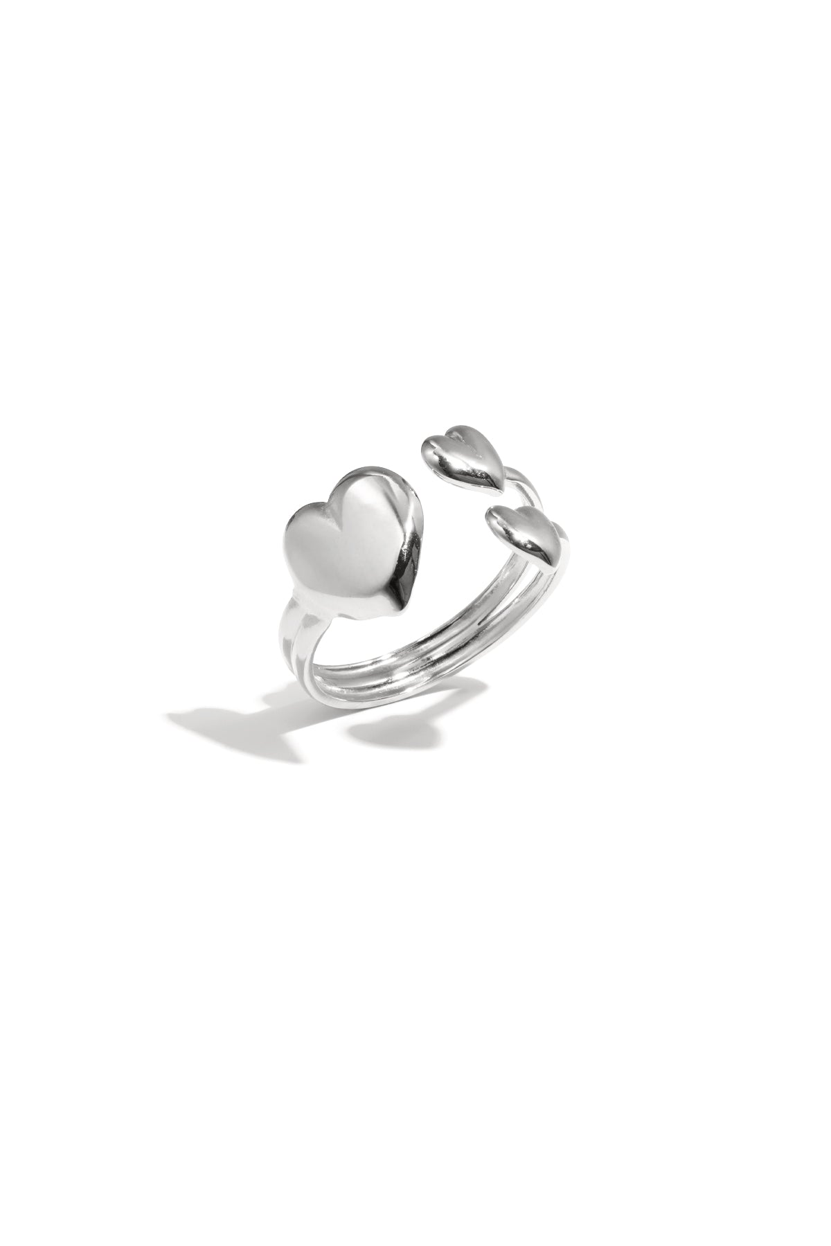 Goud & Zilver Hart ring RVS verstelbaar – Goud & Zilver – gedragen op model | Tudor Gems