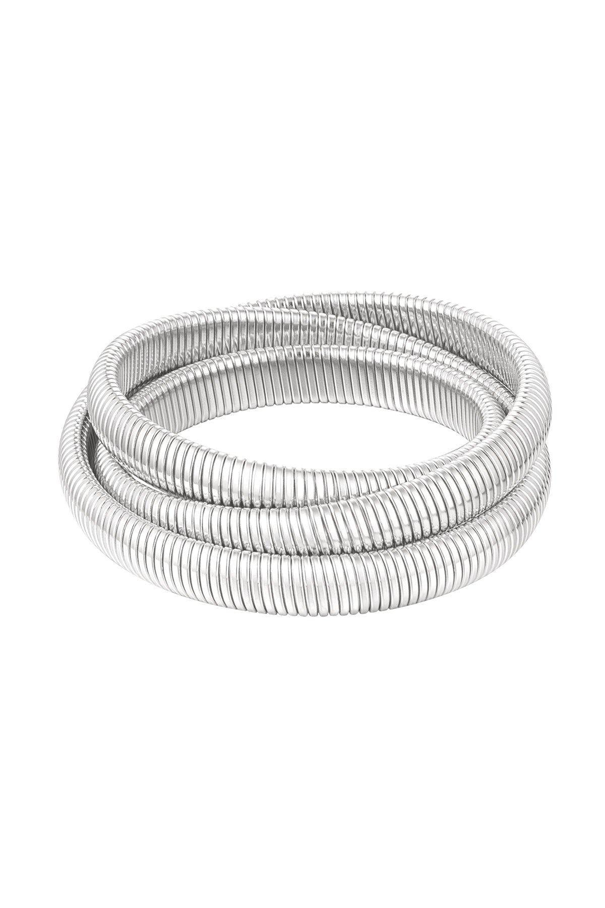 Goud & Zilver Serpentina Triple Coil Cuff Armband RVS Goud & Zilver – lifestyle shot | Tudor Gems