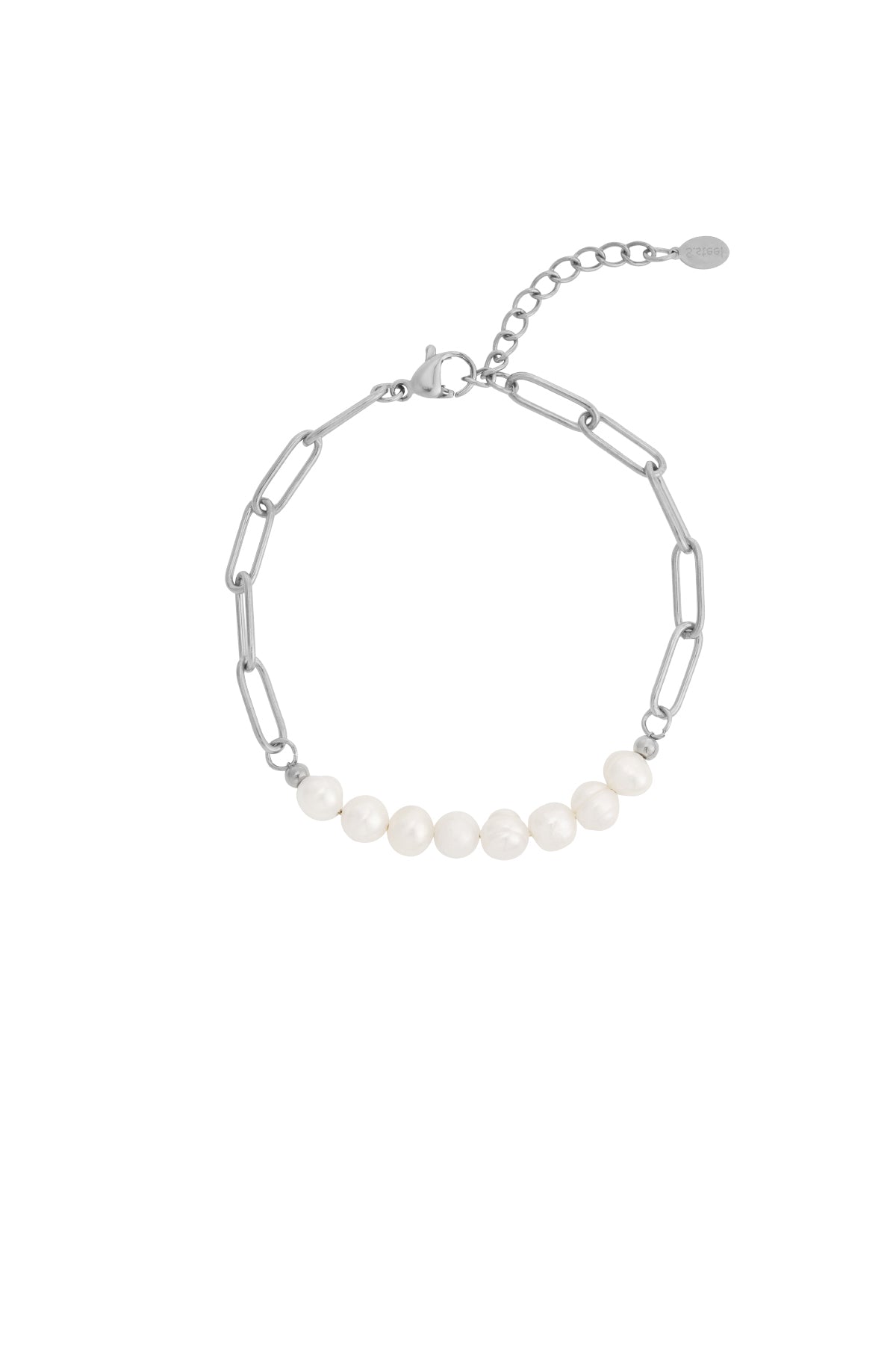 Goud & Zilver Pearl Chain Armband RVS Goud & Zilver – gedragen op model | Tudor Gems