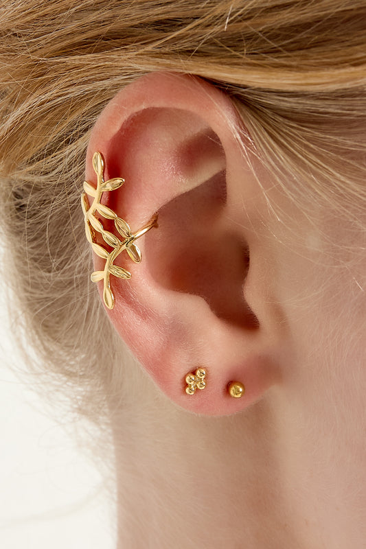 Goud & Zilver Flora Ear Cuff RVS Goud & Zilver – detail close-up | Tudor Gems