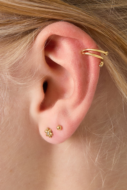 Goud & Zilver Nova Ear Cuff RVS Goud & Zilver – detail close-up | Tudor Gems