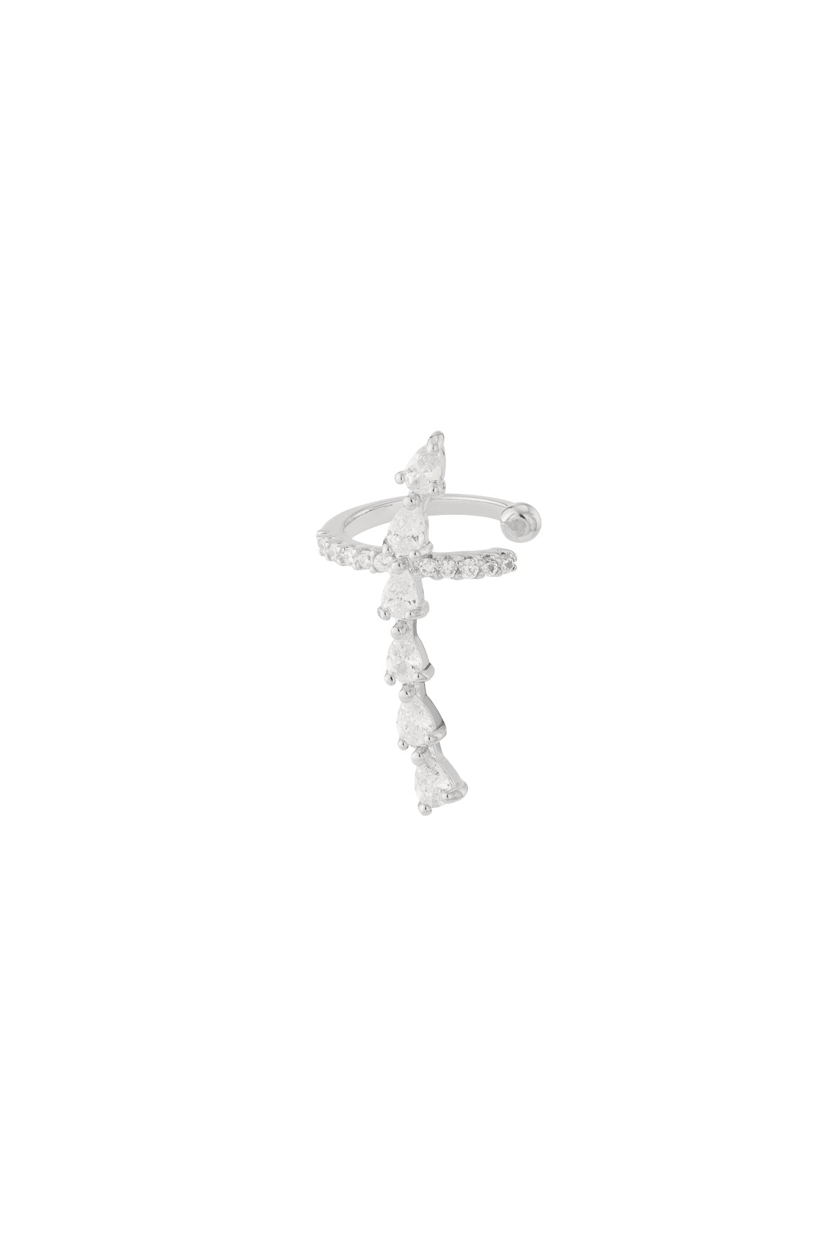 Goud & Zilver Celeste Cross Ear Cuff RVS Goud & Zilver – gedragen op model | Tudor Gems