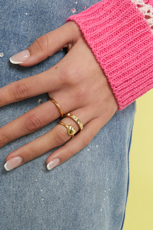 Amour RVS Hart Ring Goud & Zilver Goud — RVS Waterproof Nikkelvrij | Tudor Gems