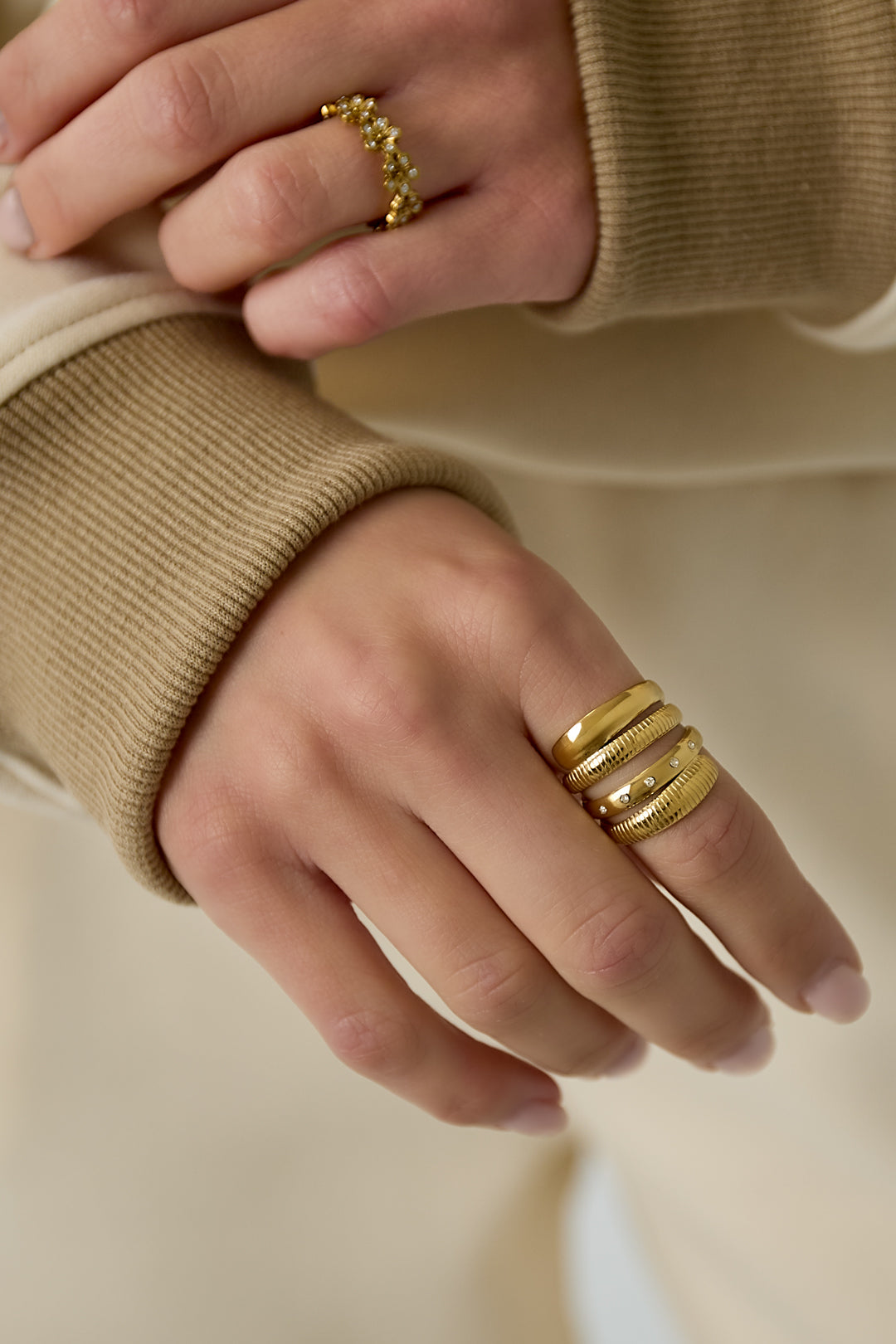 Lunara RVS Ring Goud & Zilver Goud — RVS Waterproof Nikkelvrij | Tudor Gems