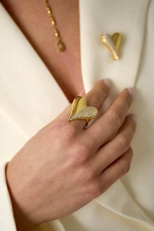 Valéa RVS Hart Ring Goud & Zilver Goud — RVS Waterproof Nikkelvrij | Tudor Gems