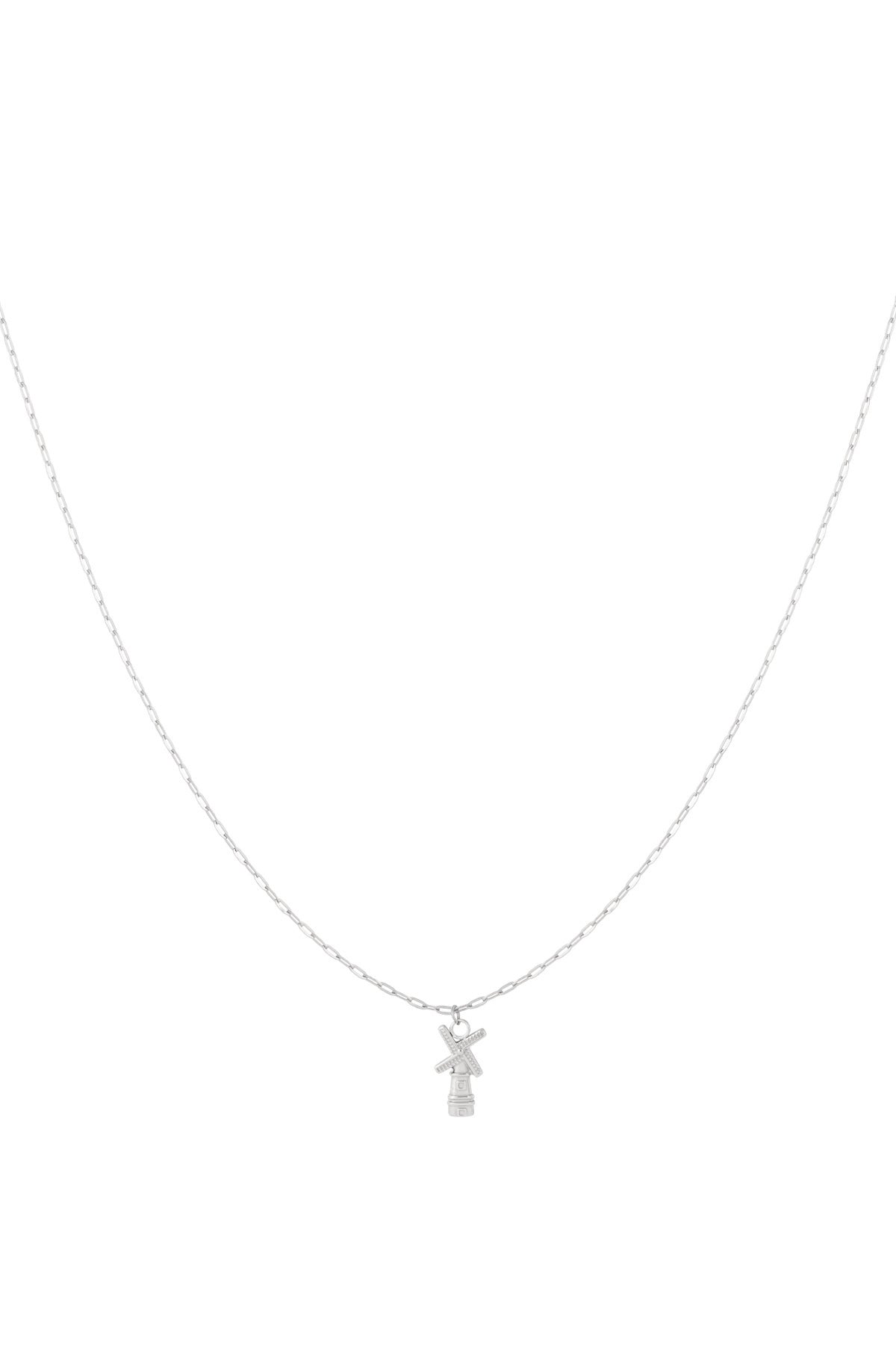 Goud & Zilver Dutch Breeze Windmolen Ketting van RVS – Goud & Zilver – gedragen op model | Tudor Gems