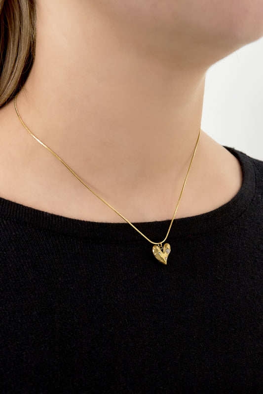 Goud & Zilver Lucky Heart Ketting RVS – Goud & Zilver – detail close-up | Tudor Gems