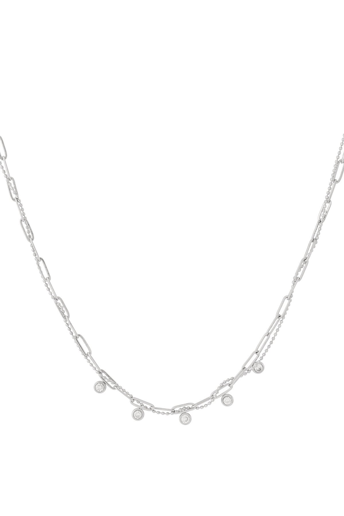 Goud & Zilver Sparkling Layered Ketting RVS Goud & Zilver – gedragen op model | Tudor Gems