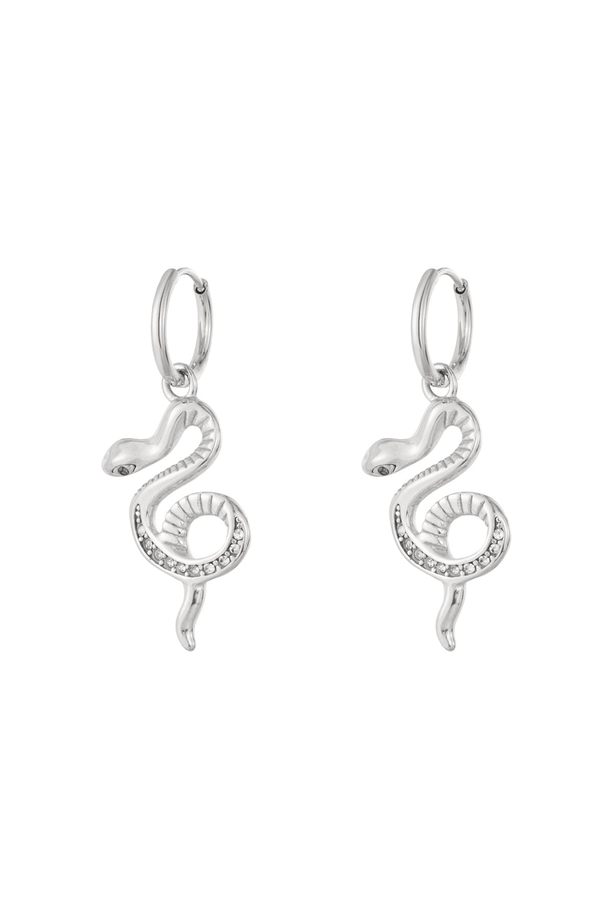 Goud & Zilver Serpentina Snake Hoop Oorbellen RVS Goud & Zilver – gedragen op model | Tudor Gems