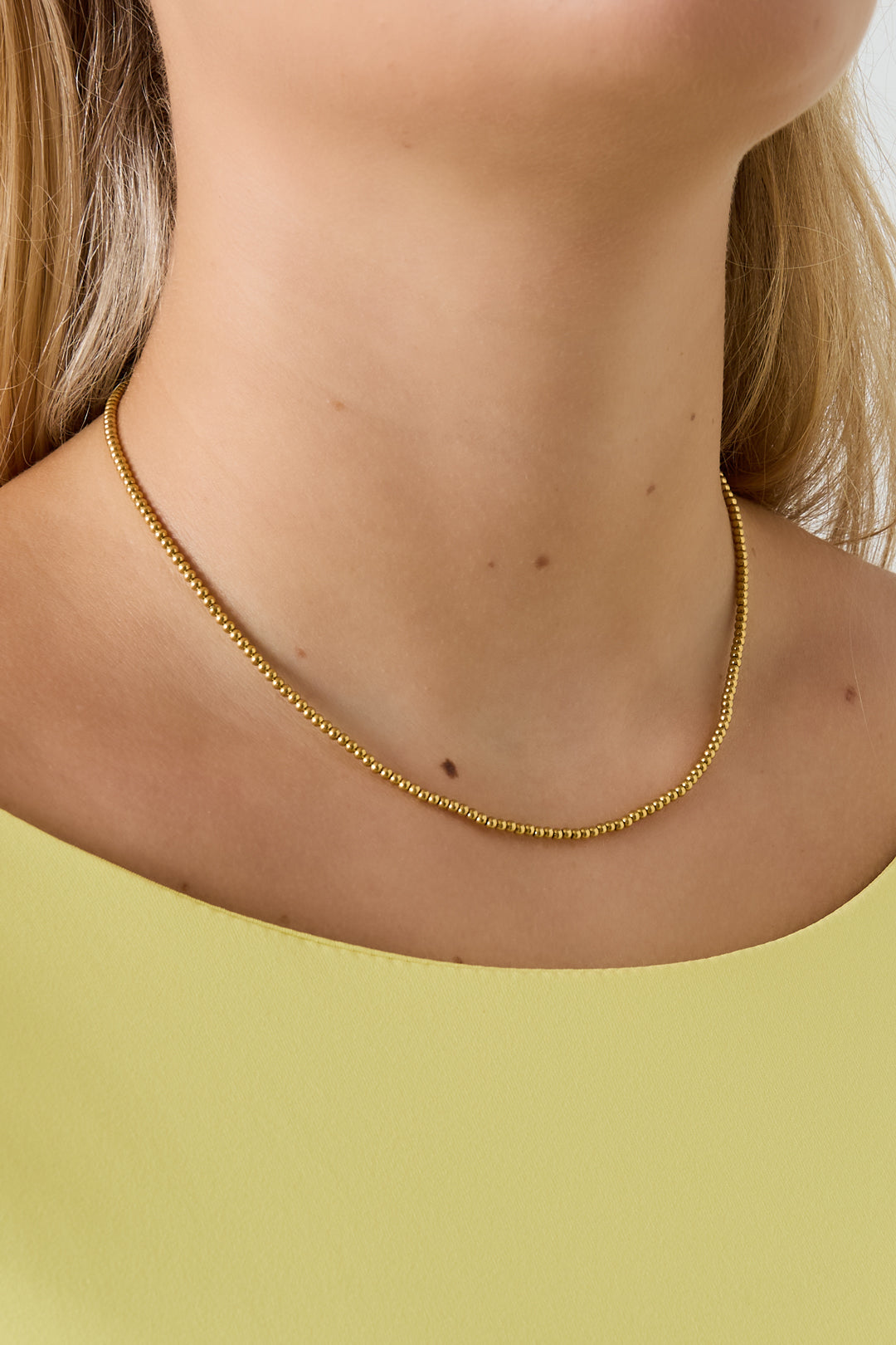 Goud & Zilver Luna Bead Ketting RVS Goud & Zilver – detail close-up | Tudor Gems