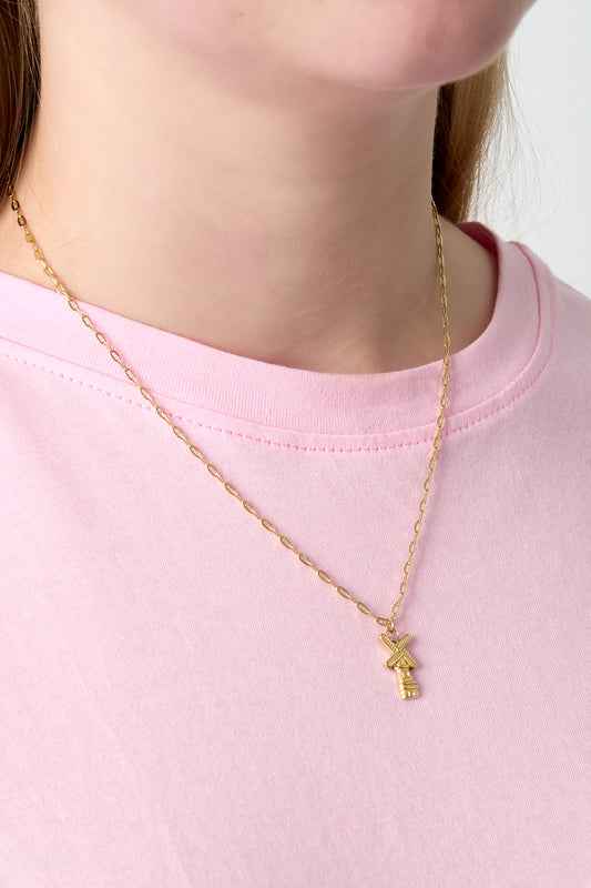 Goud & Zilver Dutch Breeze Windmolen Ketting van RVS – Goud & Zilver – detail close-up | Tudor Gems