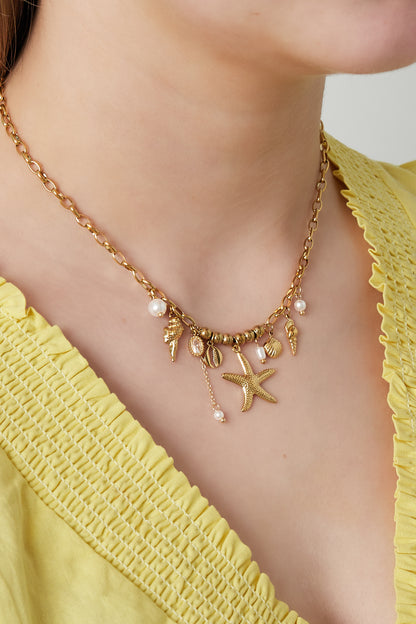 Goud & Zilver Ocean Luxe Charm Ketting RVS Goud & Zilver – detail close-up | Tudor Gems