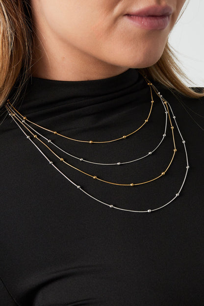 Elegant Layered Necklace in Silver, Gold, or Mixed Tones