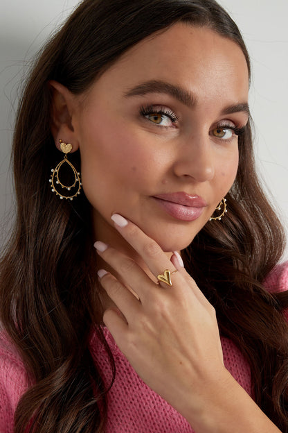 Amora RVS Hartjes Ring Goud & Zilver Goud — RVS Waterproof Nikkelvrij | Tudor Gems