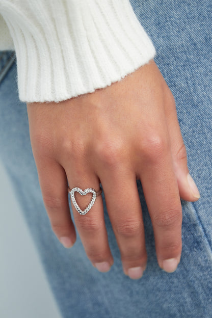 Goud Amoura Heart Open Ring RVS Goud – detail close-up | Tudor Gems