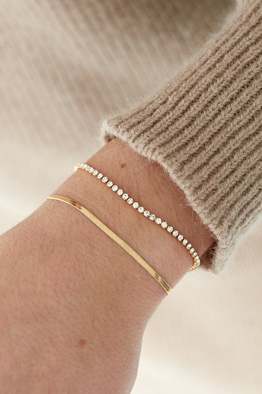 Goud & Zilver RVS Tennis Armband Goud & Zilver – detail close-up | Tudor Gems