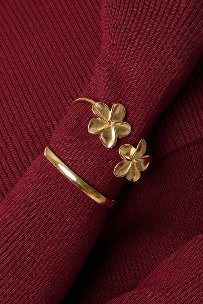 Zilver Luna Flower Duo Cuff Armband RVS Zilver – detail close-up | Tudor Gems