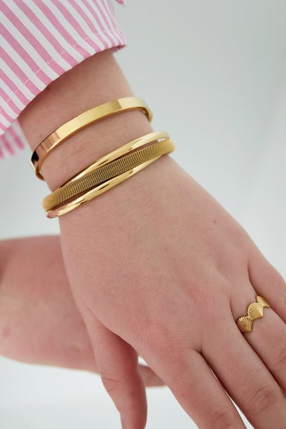 Zilver Valora Mesh Cuff Armband RVS Zilver – gedragen op model | Tudor Gems
