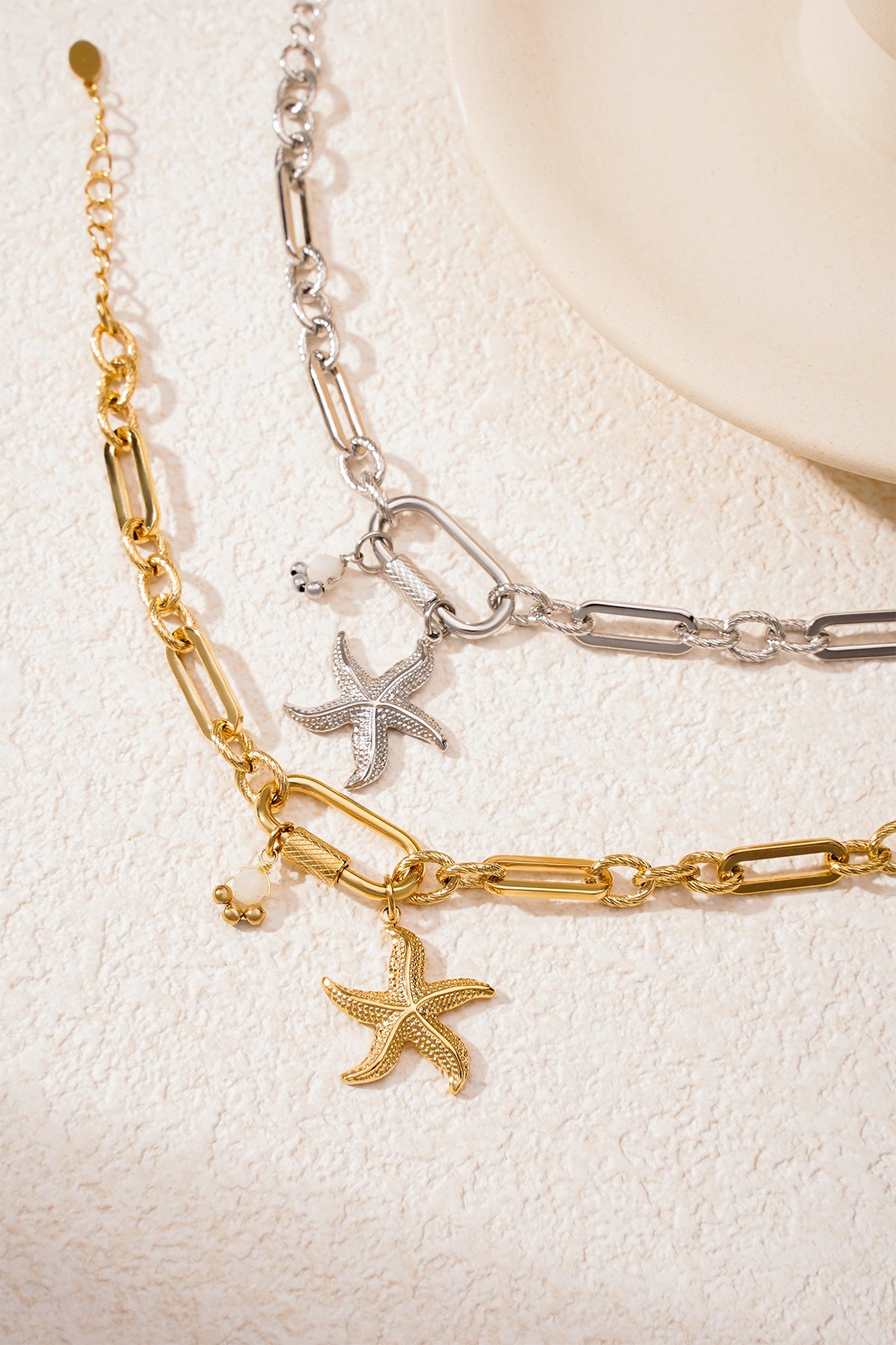 Goud & Zilver Maris Starfish Charm Armband RVS Goud & Zilver – foto 5 | Tudor Gems