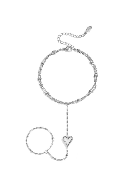 Cuore Hart Handchain van roestvrij staal in goud en zilver | Tudor Gems
