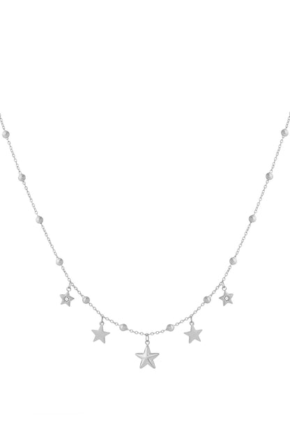 Goud & Zilver Starlight Charms Necklace – RVS Sterren Ketting Goud & Zilver – gedragen op model | Tudor Gems
