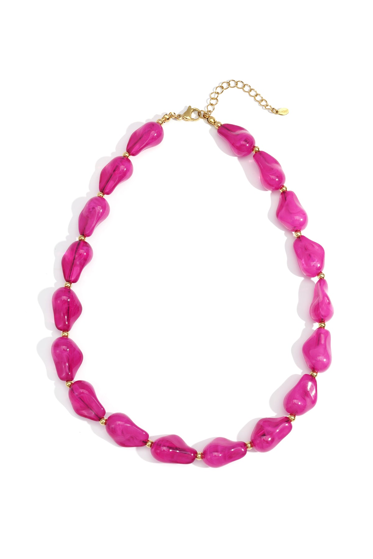 Roze Valencia Beaded Statement Ketting Bruin & Roze RVS – productfoto | Tudor Gems