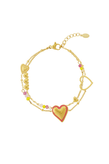 Goud Love Loop Hartjes Armband RVS – Goud – productfoto | Tudor Gems