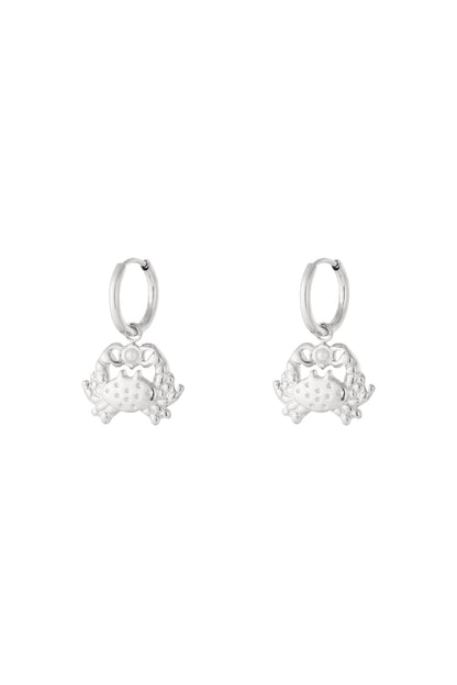 Goud & Zilver Golden Shore Crab Earrings – RVS Oorhangers Goud & Zilver – gedragen op model | Tudor Gems