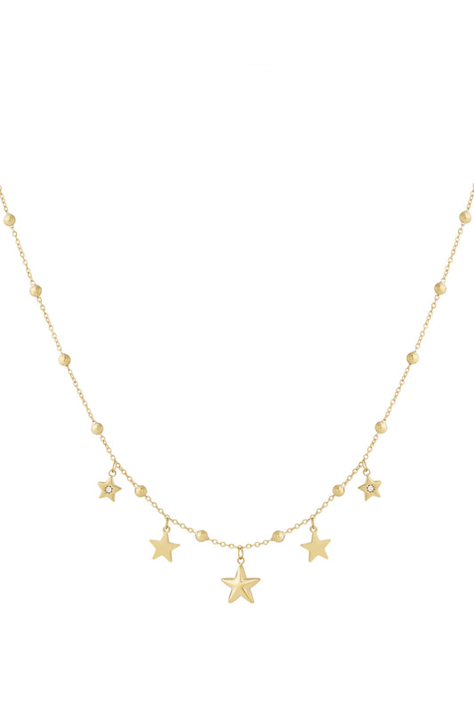 Goud & Zilver Starlight Charms Necklace – RVS Sterren Ketting Goud & Zilver – productfoto | Tudor Gems