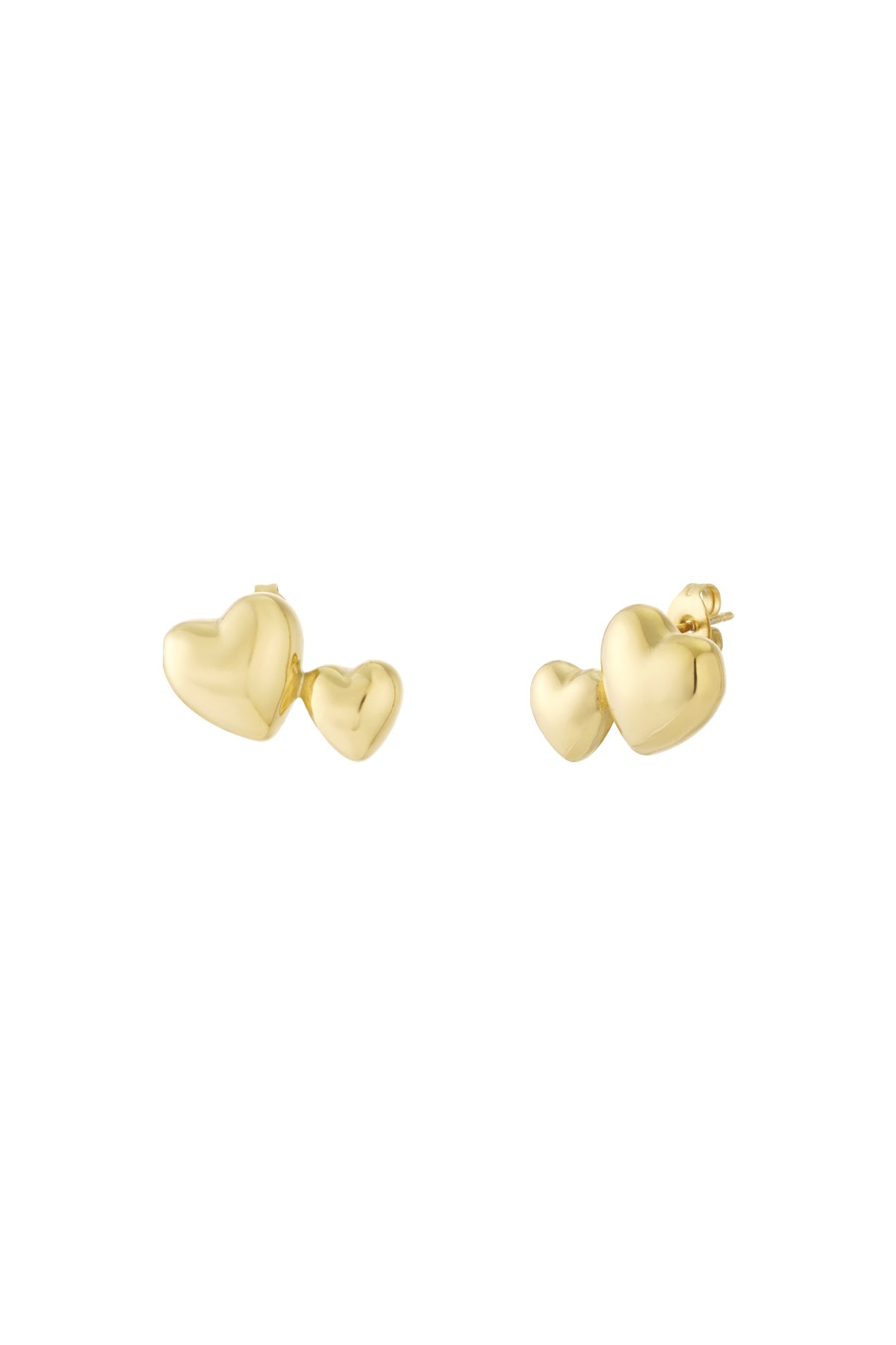 Goud & Zilver Luna Heart Stud Oorbellen RVS Goud & Zilver – productfoto | Tudor Gems