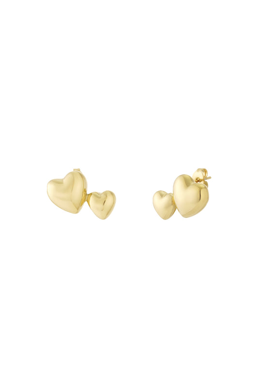 Goud & Zilver Luna Heart Stud Oorbellen RVS Goud & Zilver – productfoto | Tudor Gems
