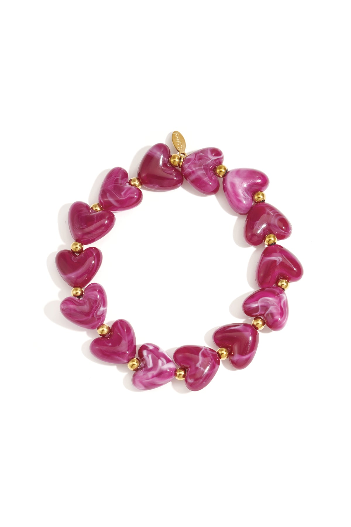 Goud & Roze Sweet Pulse Heart Bracelet – Kralen Hart Armband RVS Goud & Kleuren – foto 15 | Tudor Gems