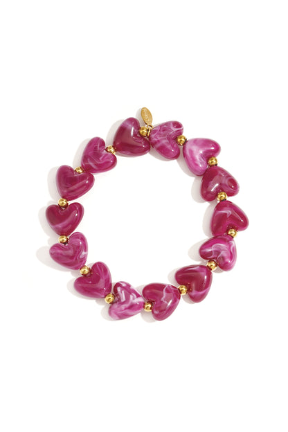 Goud & Roze Sweet Pulse Heart Bracelet – Kralen Hart Armband RVS Goud & Kleuren – foto 15 | Tudor Gems