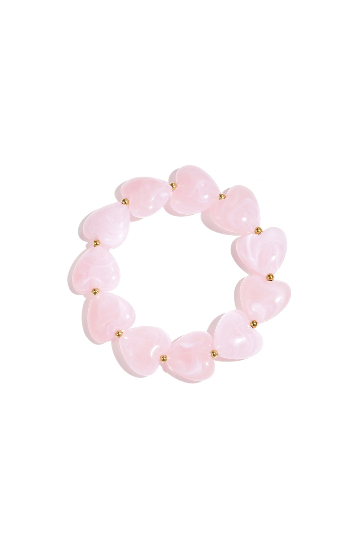 Roze & Paars Amora Heart Beads Armband – Statement Hartjes RVS – gedragen op model | Tudor Gems