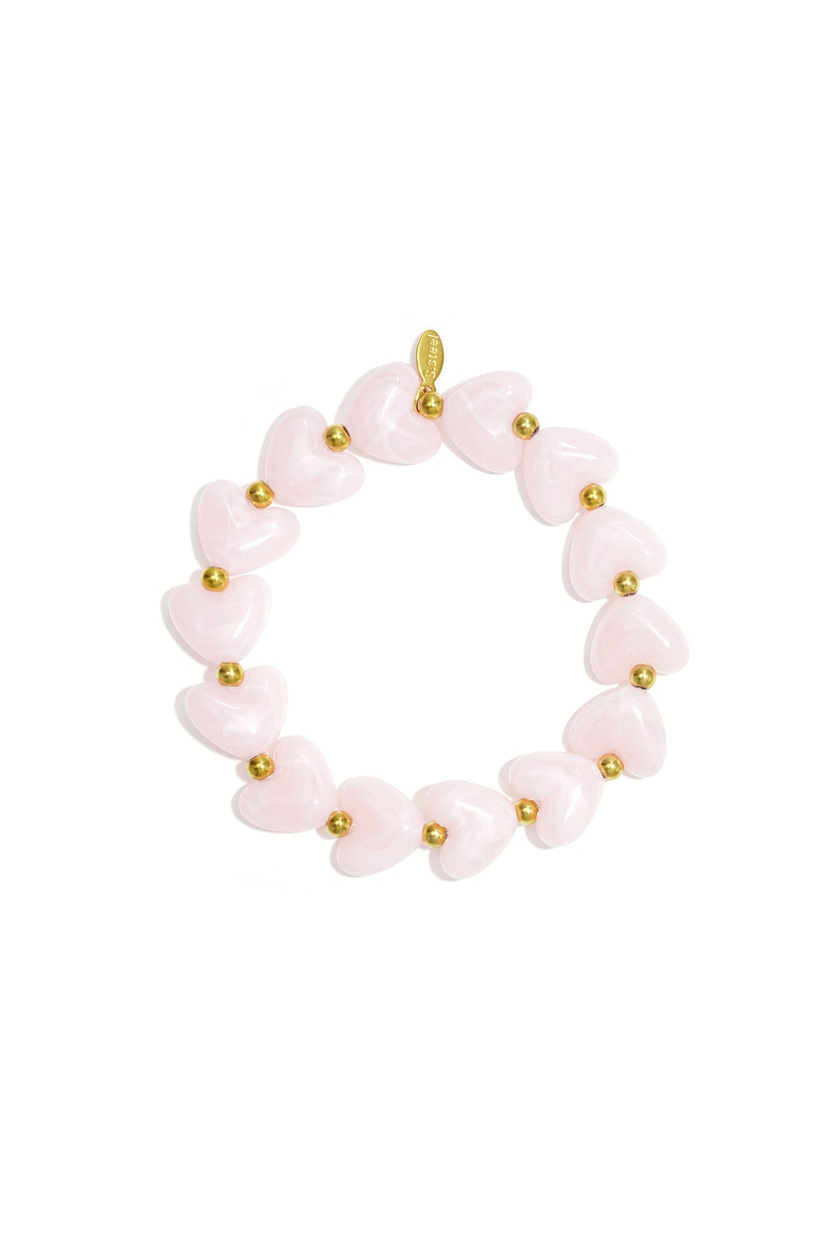 Goud & Roze Sweet Pulse Heart Bracelet – Kralen Hart Armband RVS Goud & Kleuren – productfoto | Tudor Gems