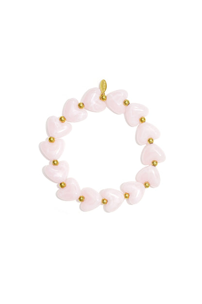 Goud & Roze Sweet Pulse Heart Bracelet – Kralen Hart Armband RVS Goud & Kleuren – productfoto | Tudor Gems