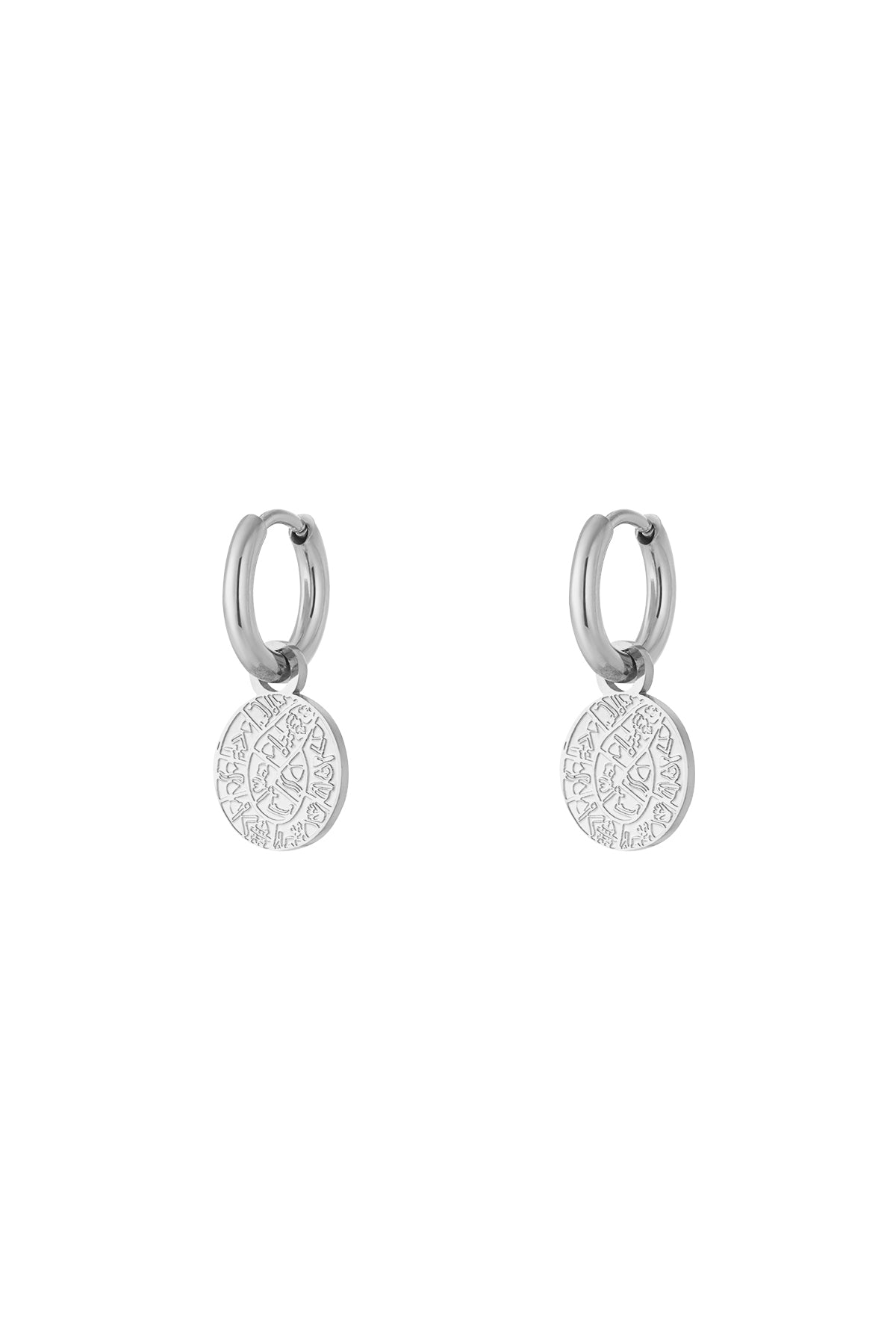 Goud Celeste Horoscope Oorbellen RVS – Goud – gedragen op model | Tudor Gems