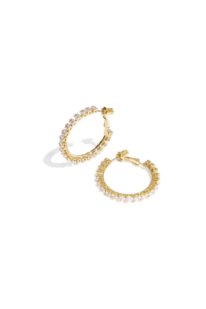Goud & Zilver Livia Crystal Hoop Oorbellen RVS Goud & Zilver – productfoto | Tudor Gems