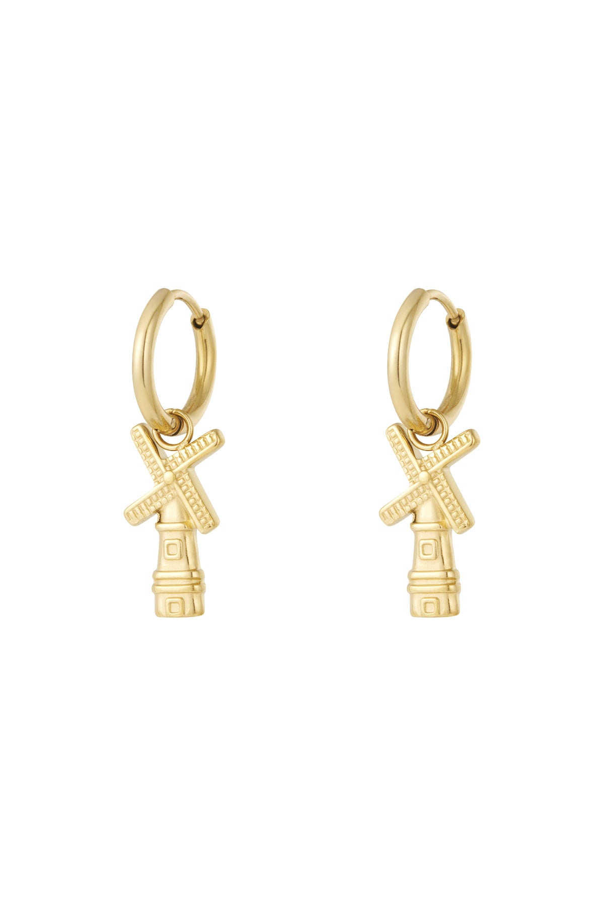 Goud & Zilver Amora Dutch Breeze Windmolen Oorbellen RVS Goud & Zilver – productfoto | Tudor Gems
