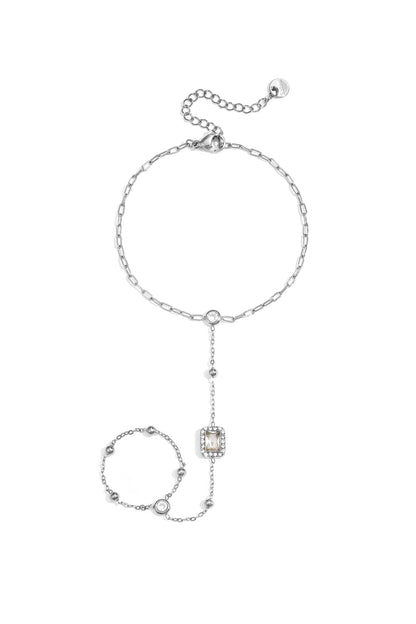 Talia Statement Handchain van roestvrij staal in goud en zilver | Tudor Gems
