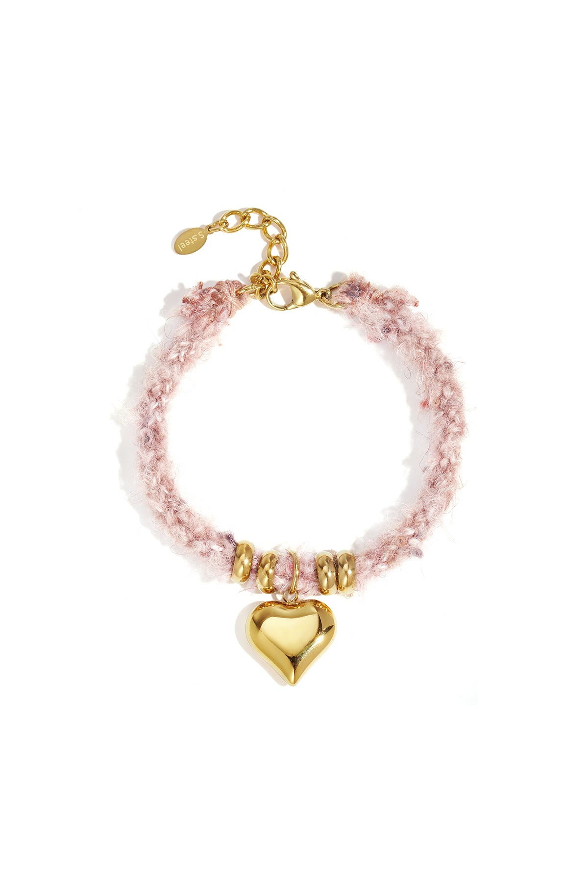 Roze Hart Armband RVS Rope Bruin & Roze – LUMÉRA SOFTCORE – productfoto | Tudor Gems