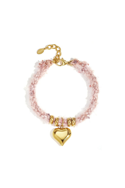 Roze Hart Armband RVS Rope Bruin & Roze – LUMÉRA SOFTCORE – productfoto | Tudor Gems