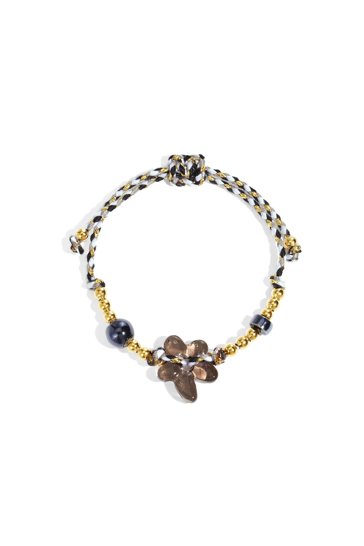 Boheme Flower Beaded Armband Rood Grijs Bruin RVS – lifestyle shot | Tudor Gems