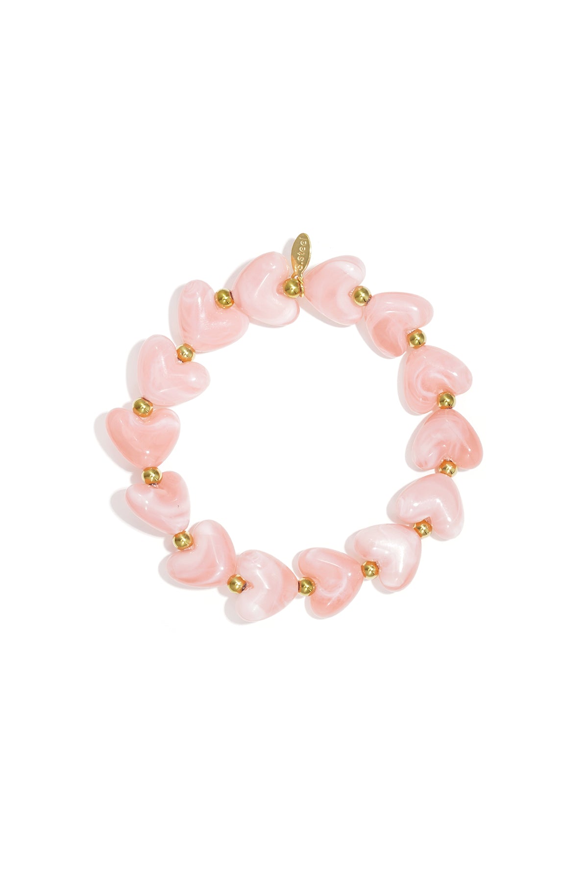 Goud & Roze Sweet Pulse Heart Bracelet – Kralen Hart Armband RVS Goud & Kleuren – foto 19 | Tudor Gems