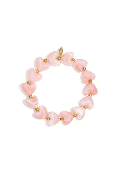Goud & Roze Sweet Pulse Heart Bracelet – Kralen Hart Armband RVS Goud & Kleuren – foto 19 | Tudor Gems