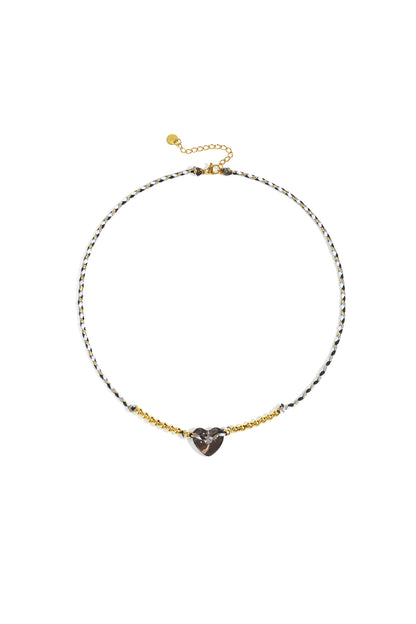 LUNARA Ember Heart Choker – Rood, Bruin, Grijs & Brons RVS – foto 6 | Tudor Gems