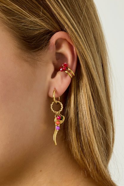 Rosa Kristal Bloem Ear Cuff RVS Goud – gedragen op model | Tudor Gems